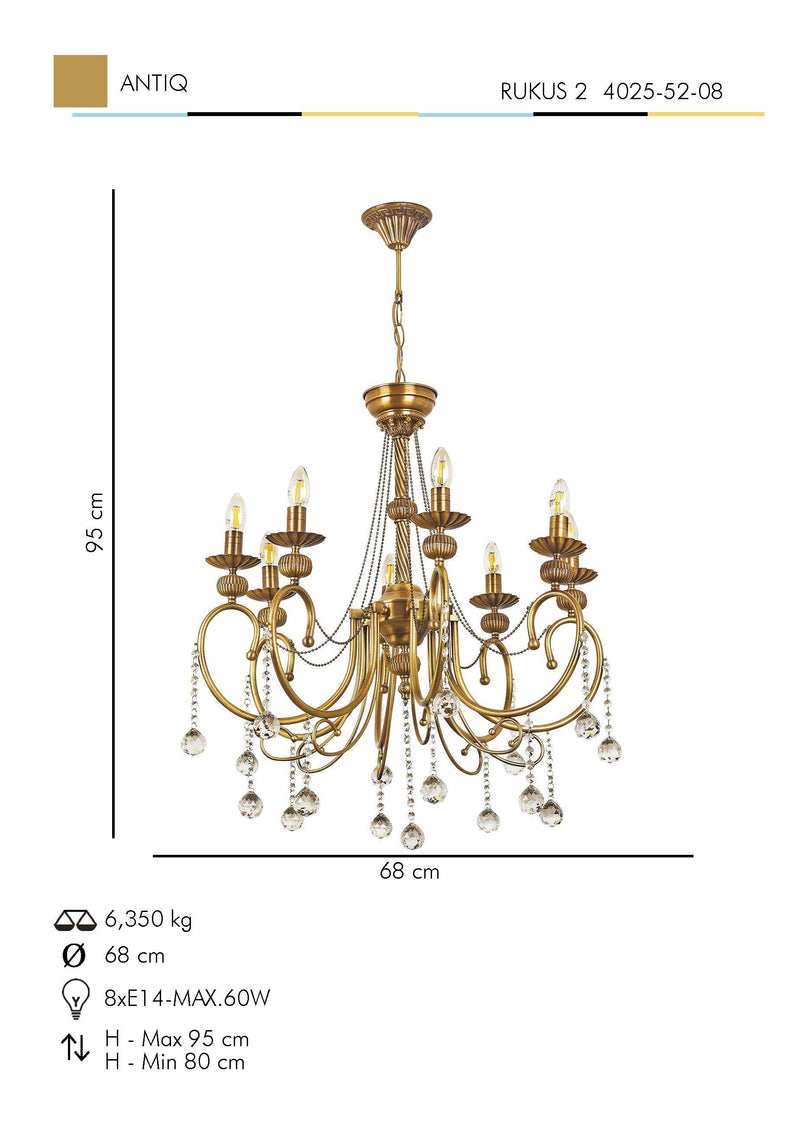 Lustra Moderna Rukus(2) Asi Home , 8xE14-60 W, Antiq