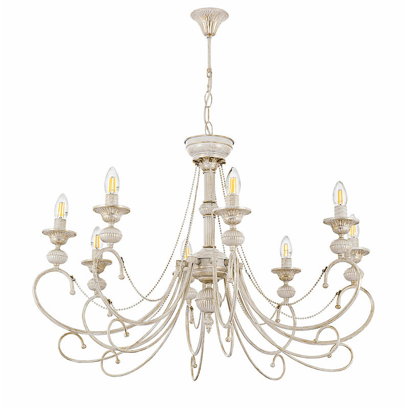 Lustra Moderna Rukus(1) Asi Home , 8xE14-60 W, Alb Patinat
