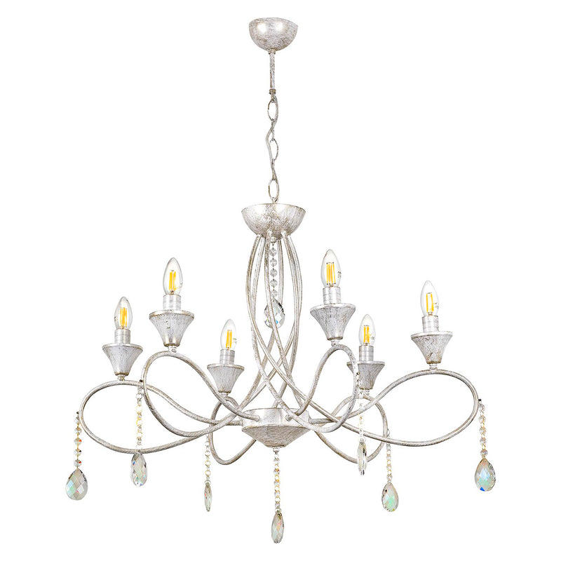 Lustra Moderna SarmAsi Home k Asi Home , 6xE14-60 W, Alb Patinat