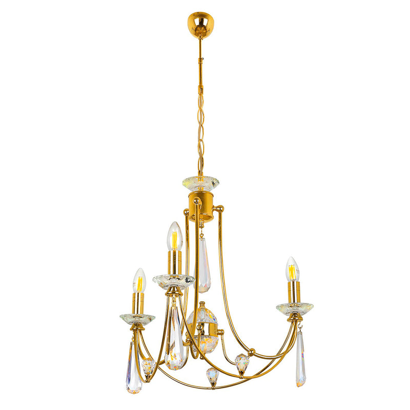 Lustra Cristal Prenses Asi Home , 3xE14-60 W, Auriu