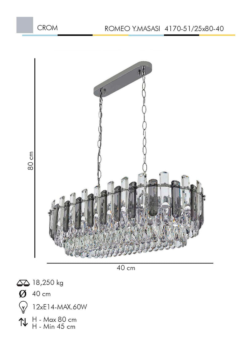Lustra Moderna Romeo Asi Home , 12xE14-60 W, Crom