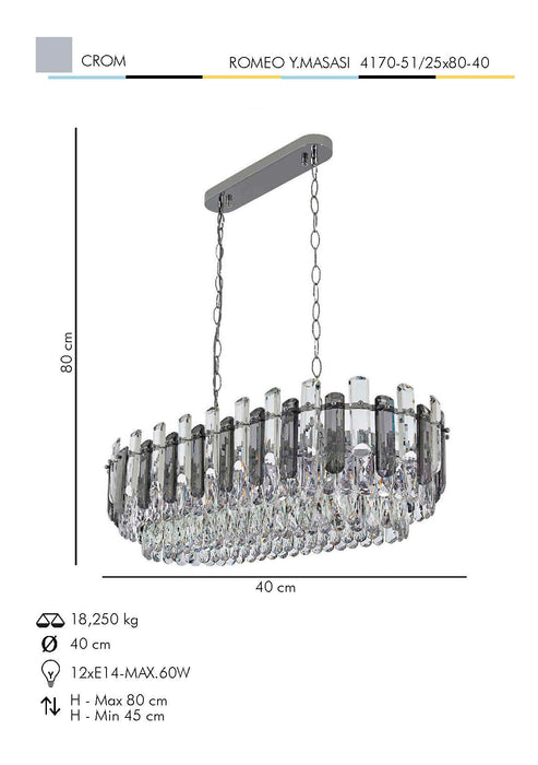 Lustra Moderna Romeo Asi Home , 12xE14-60 W, Crom