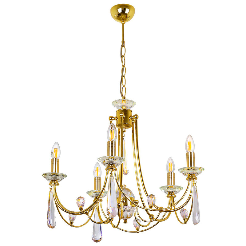 Lustra Cristal Prenses Asi Home , 5xE14-60 W, Auriu