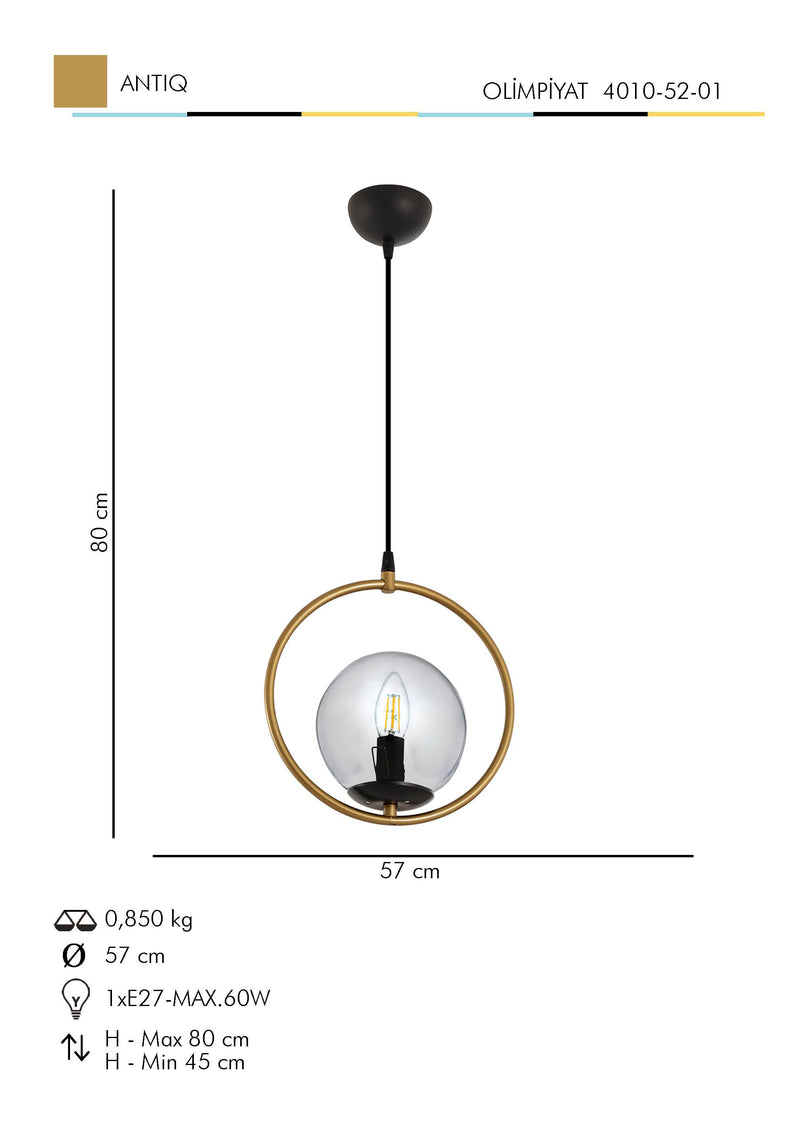 Lustra Moderna Olimpiyat Asi Home , 1xE27-60 W, Antiq