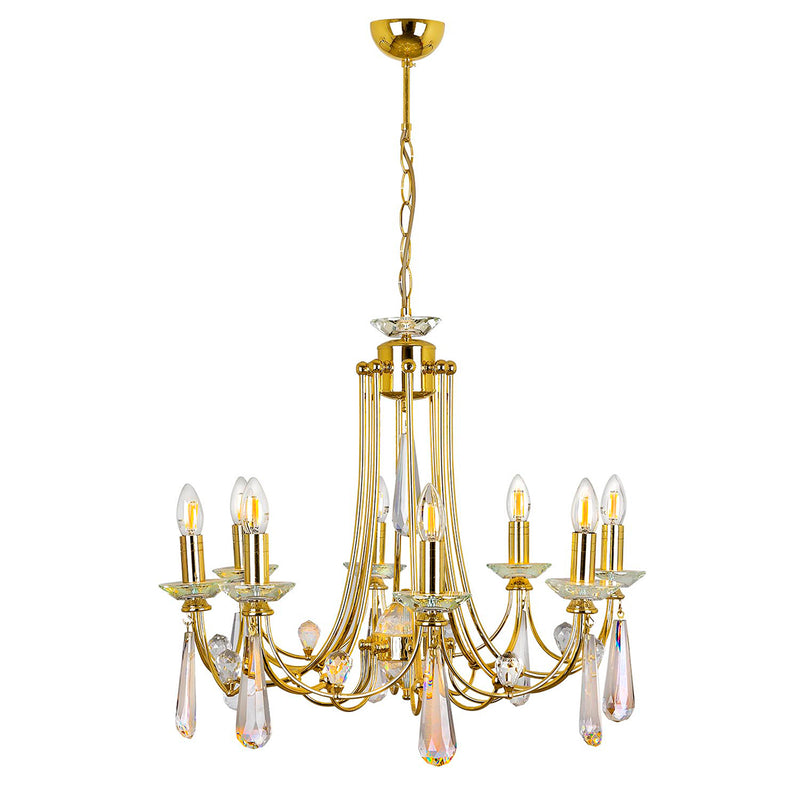 Lustra Cristal Prenses Asi Home , 8xE14-60 W, Auriu