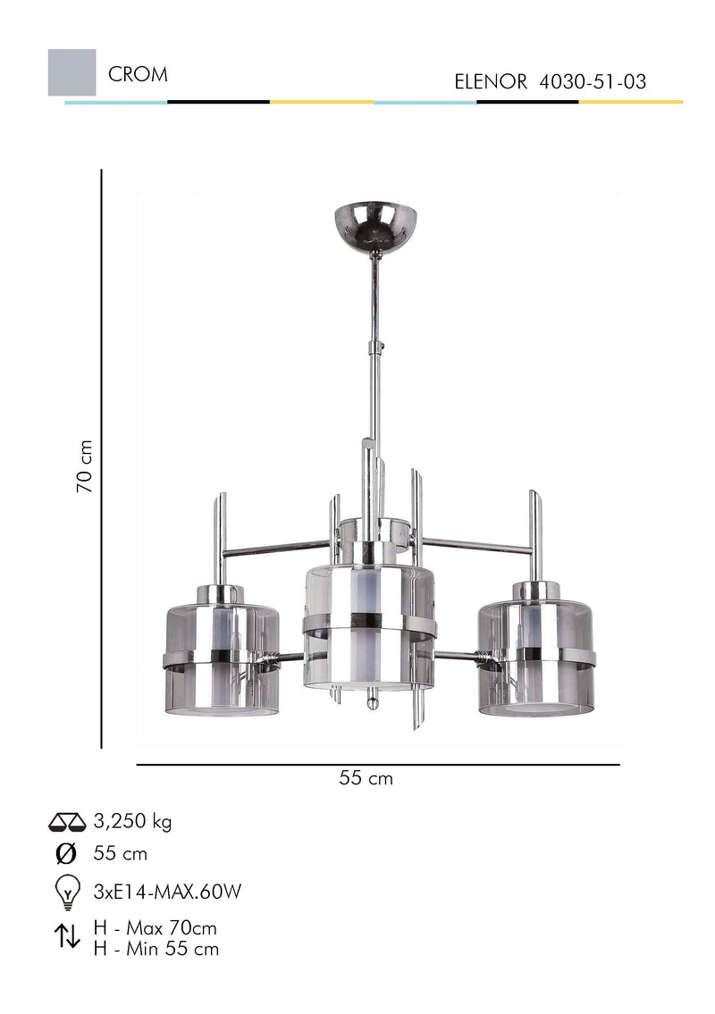 Lustra Moderna EleNor Asi Home , 3xE14-60 W, Crom