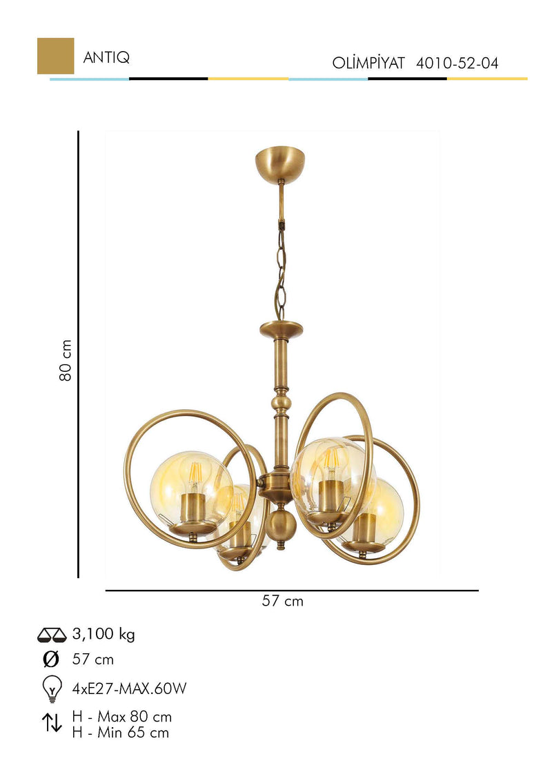 Lustra Moderna Olimpiyat Asi Home , 4xE27-60 W, Antiq