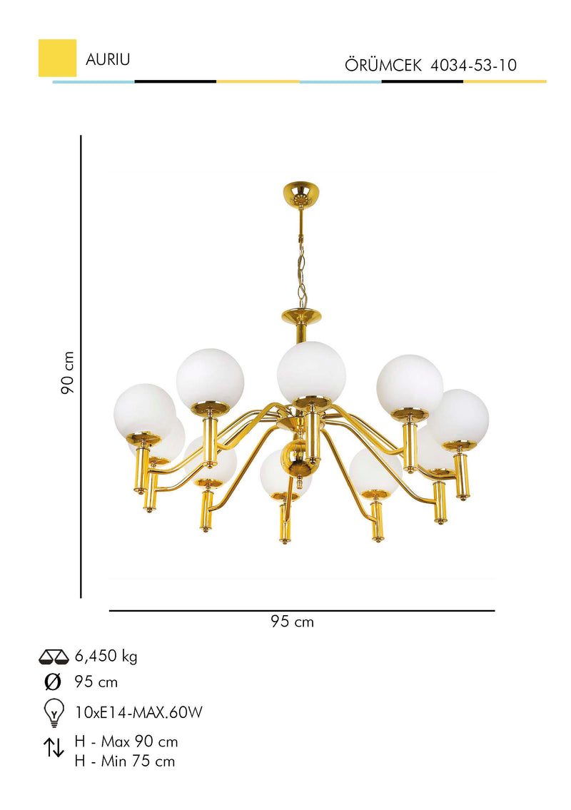 Lustra Moderna Orumcek Asi Home , 10xE14-60 W, Auriu