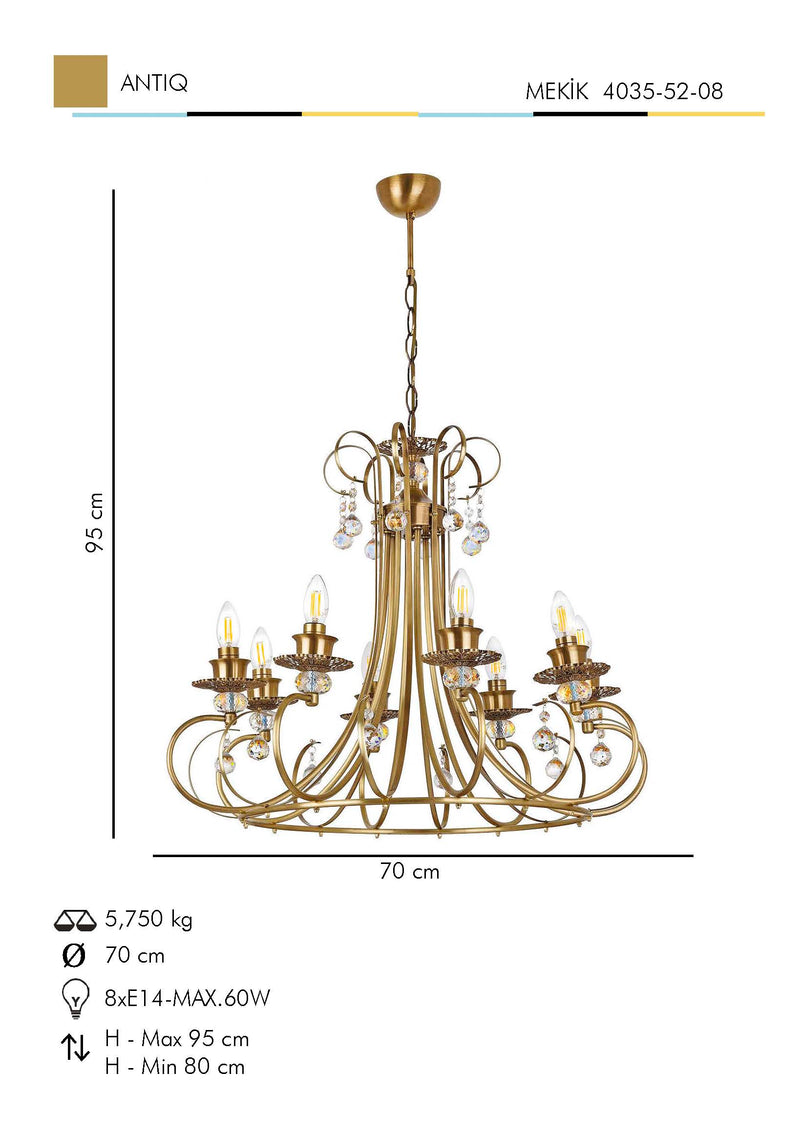 Lustra Moderna Mekik Asi Home , 8xE14-60 W, Antiq