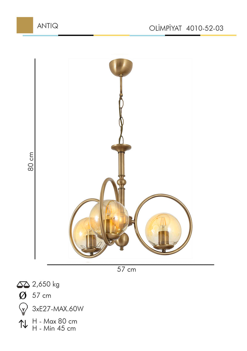 Lustra Moderna Olimpiyat Asi Home , 3xE27-60 W, Antiq