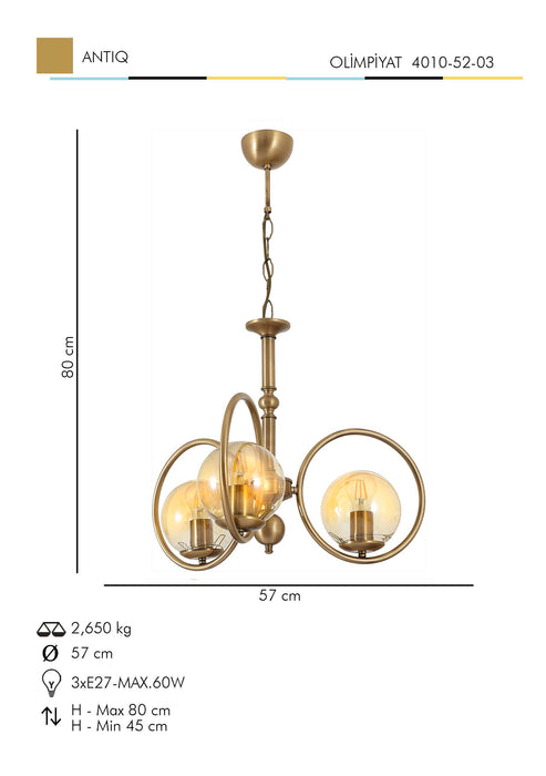 Lustra Moderna Olimpiyat Asi Home , 3xE27-60 W, Antiq