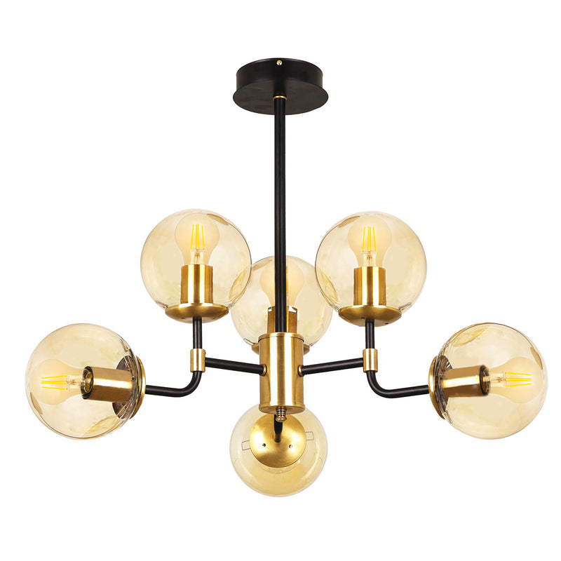 Lustra Moderna KarTopu Asi Home , 6xE27-60 W, Negru Mat