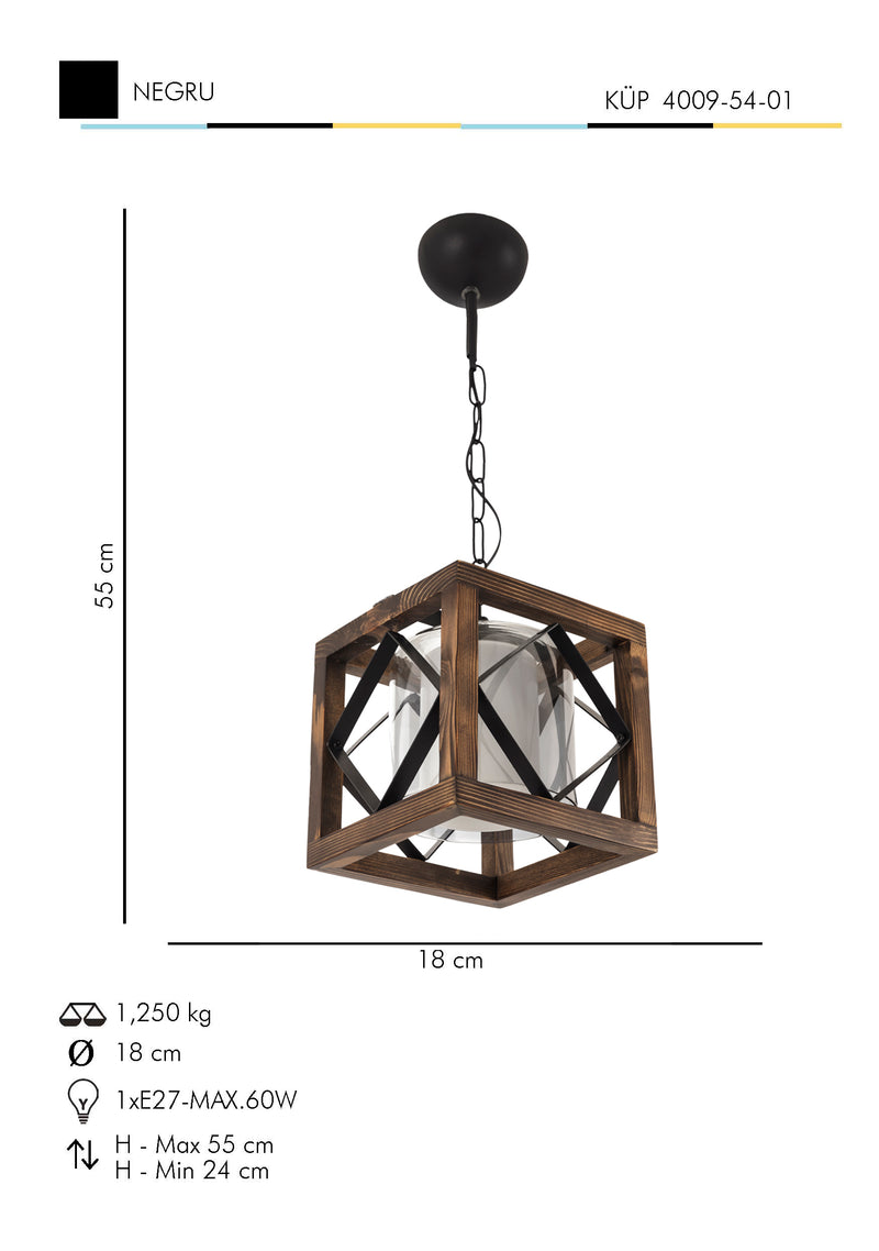 Lustra Moderna Kup Asi Home , 1xE27-60 W, Negru