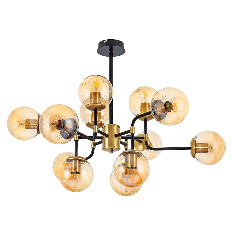 Lustra Moderna KarTopu Asi Home , 12xE27-60 W, Negru Mat