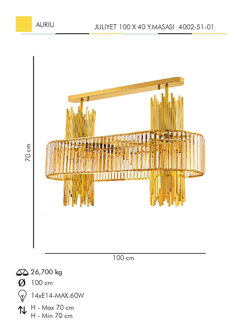 Lustra Cristal Juliyet Asi Home , 14xE14-60 W, Auriu