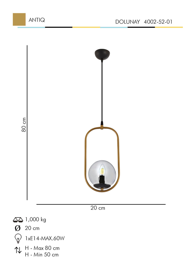 Lustra Moderna Dolunay Asi Home , 1xE14-60 W, Antiq