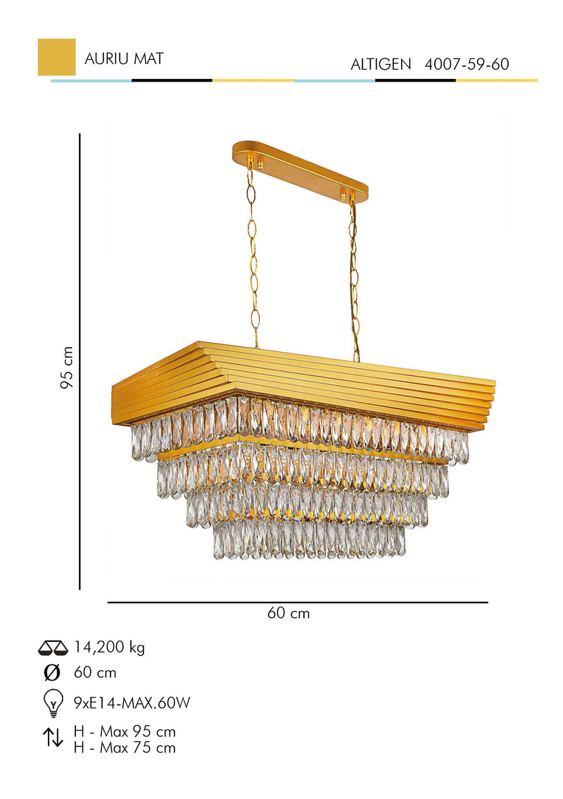 Lustra Moderna Altigen Asi Home , 12xE14-60 W, Auriu Mat