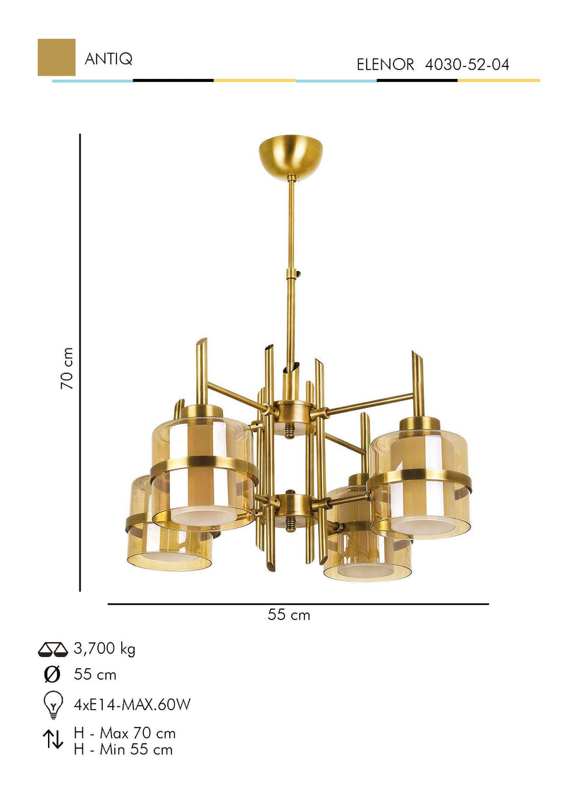 Lustra Moderna EleNor Asi Home , 4xE14-60 W, Antiq