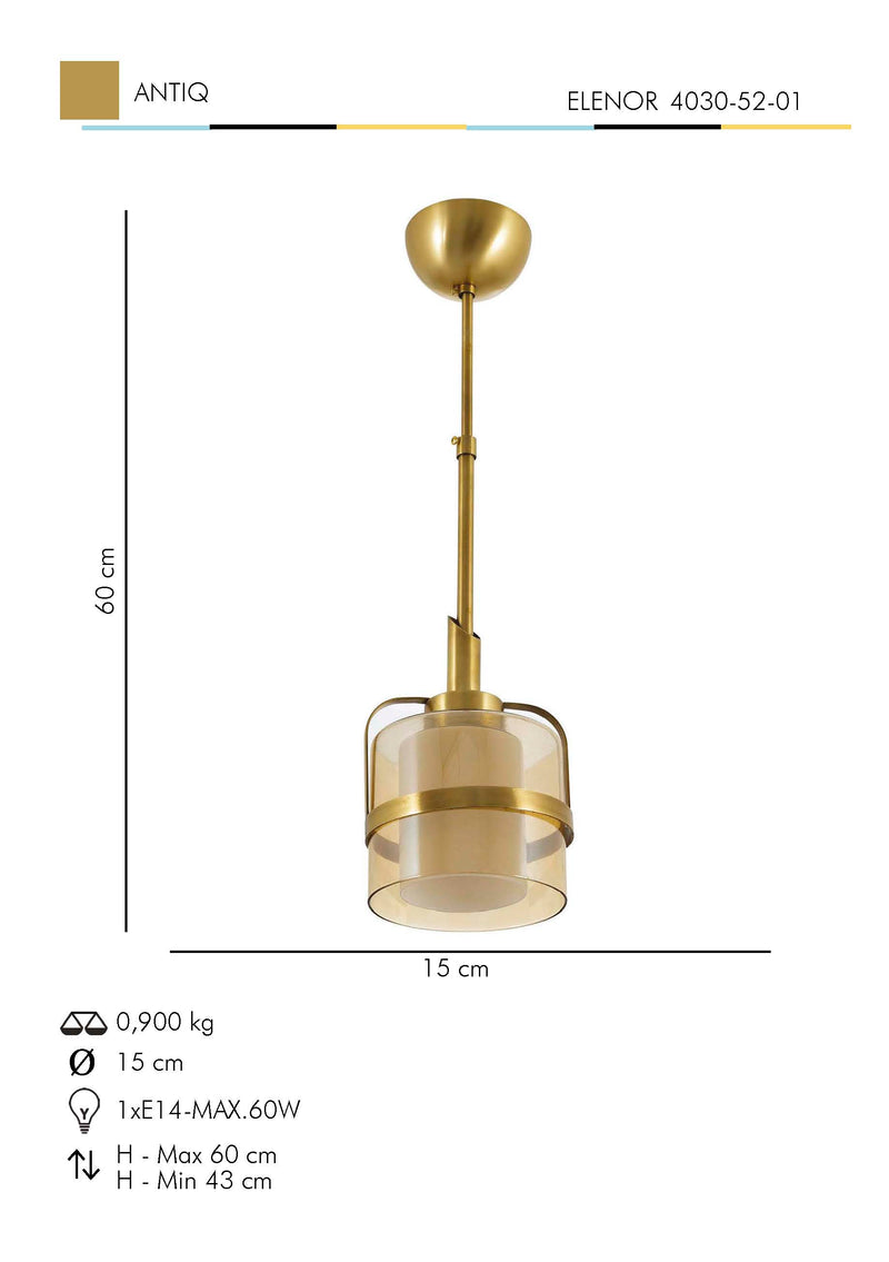 Lustra Moderna EleNor Asi Home , 1xE14-60 W, Antiq