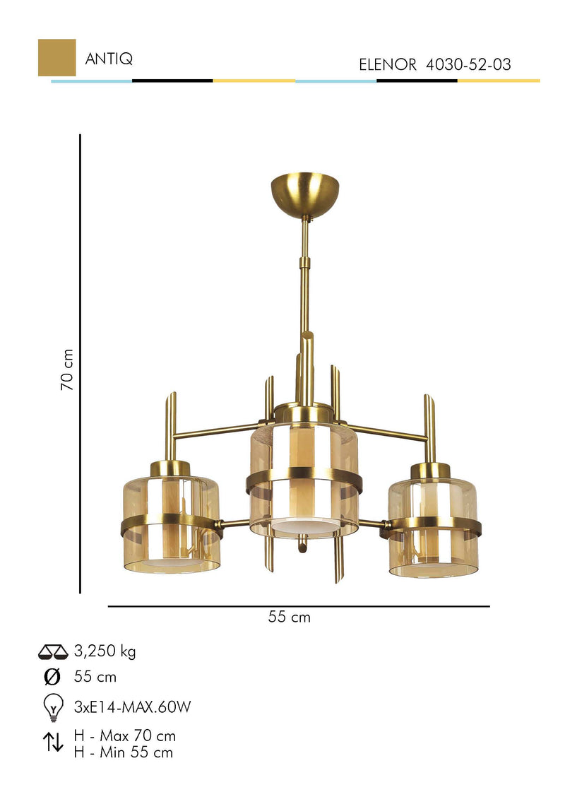 Lustra Moderna EleNor Asi Home , 3xE14-60 W, Antiq