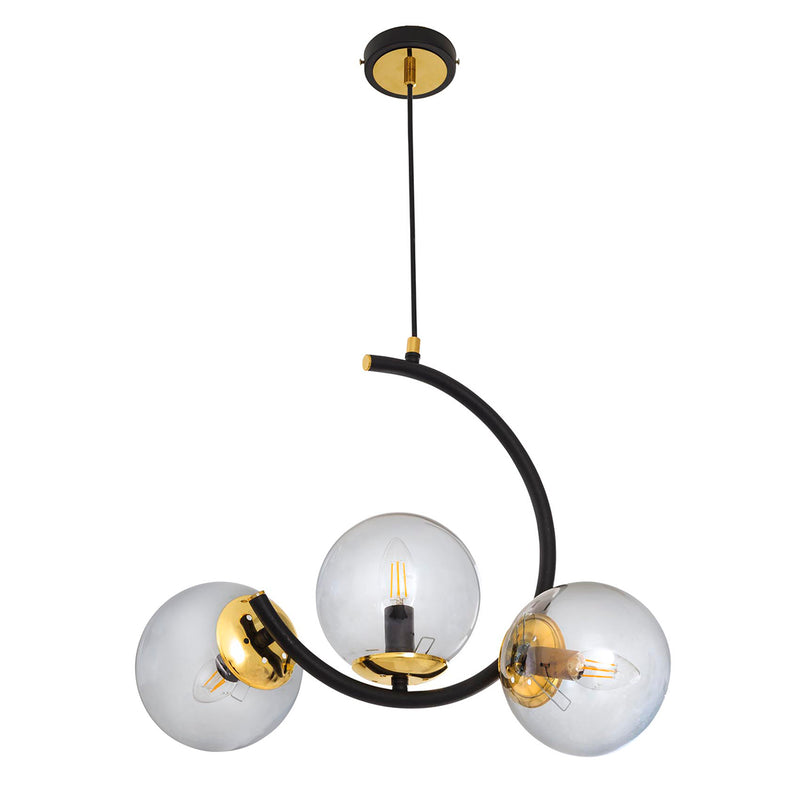 Lustra Moderna C Kollu Asi Home , 3xE14-60 W, Negru Mat