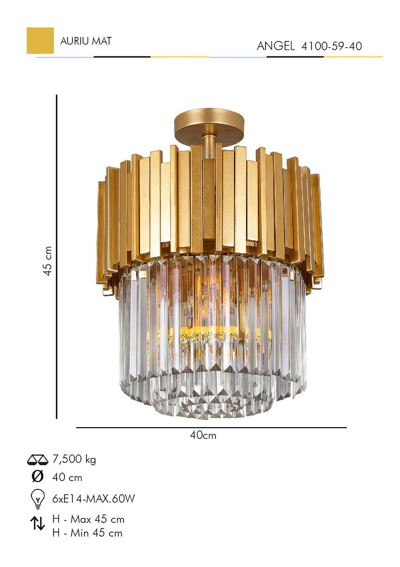Lustra Cristal Angel Asi Home , 6xE14-60 W, Auriu Mat