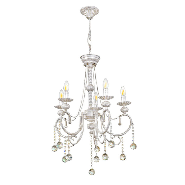 Lustra Moderna Rukus(2) Asi Home , 5xE14-60 W, Alb Patinat