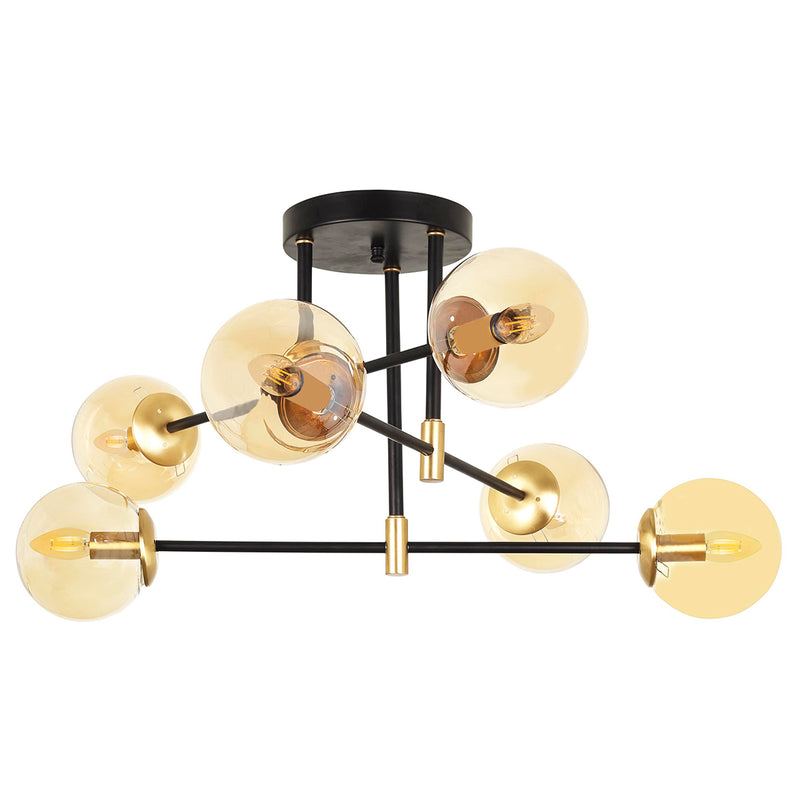Lustra Moderna Pervane Kucuk Asi Home , 6xE14-60 W, Negru Mat