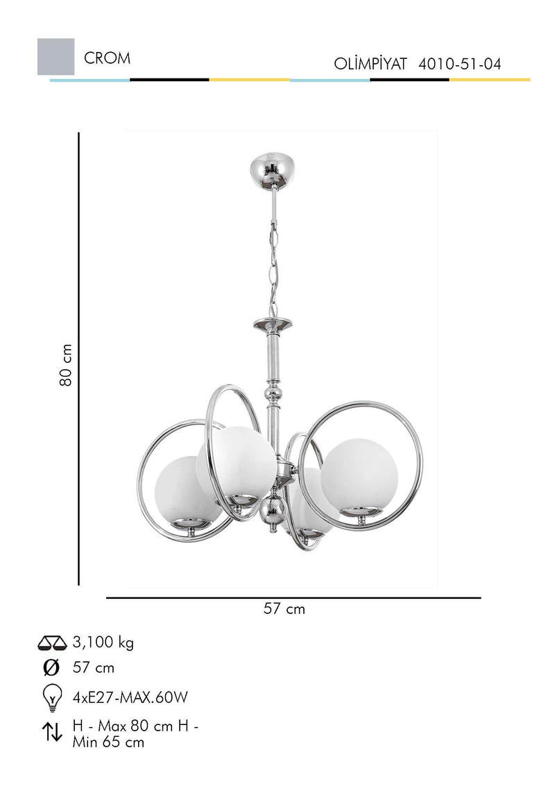 Lustra Moderna Olimpiyat Asi Home , 4xE27-60 W, Crom