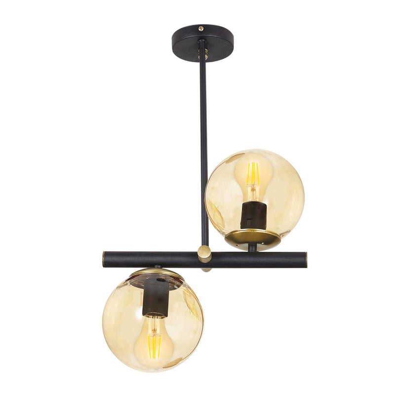 Lustra Moderna Libra Asi Home , 2xE14-60 W, Negru Mat