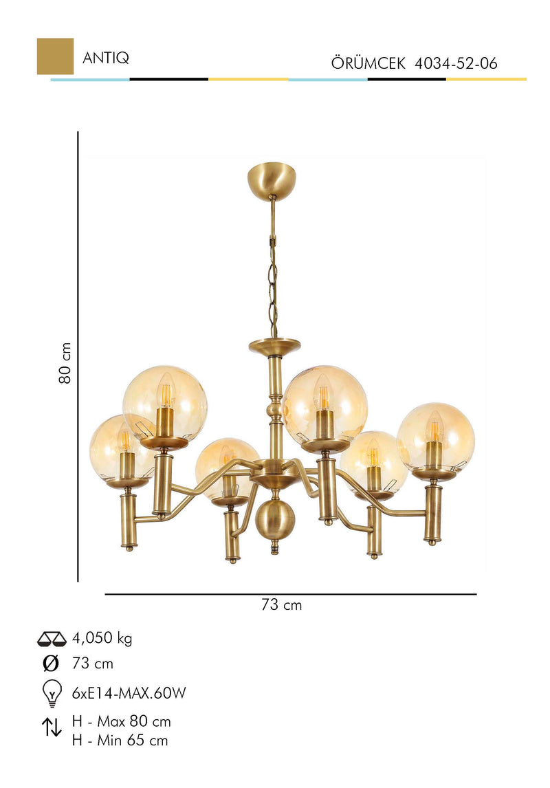 Lustra Moderna Orumcek Asi Home , 6xE14-60 W, Antiq