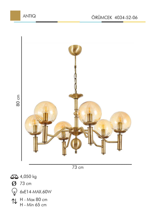 Lustra Moderna Orumcek Asi Home , 6xE14-60 W, Antiq