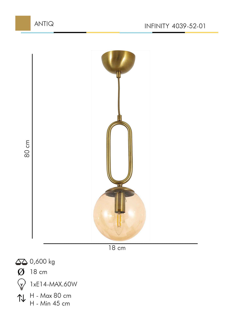 Lustra Moderna Infinity Asi Home , 1xE14-60 W, Antiq