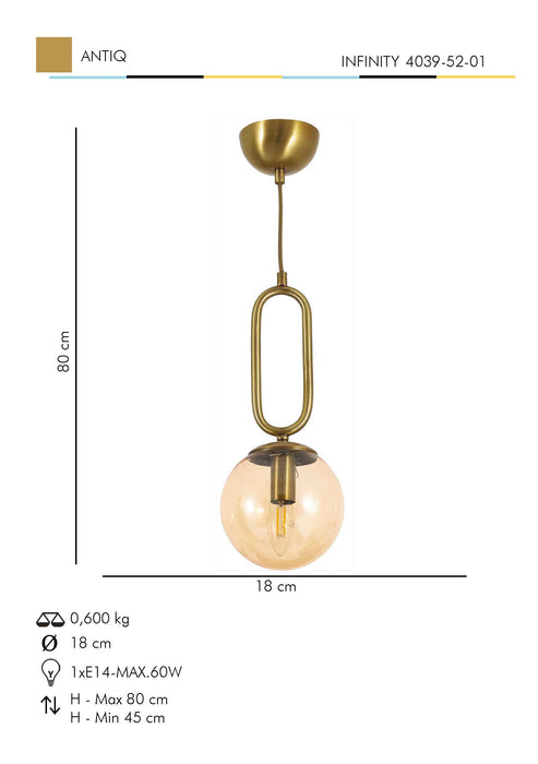 Lustra Moderna Infinity Asi Home , 1xE14-60 W, Antiq