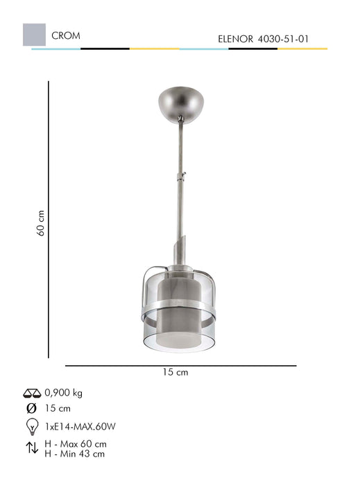 Lustra Moderna EleNor Asi Home , 1xE14-60 W, Crom