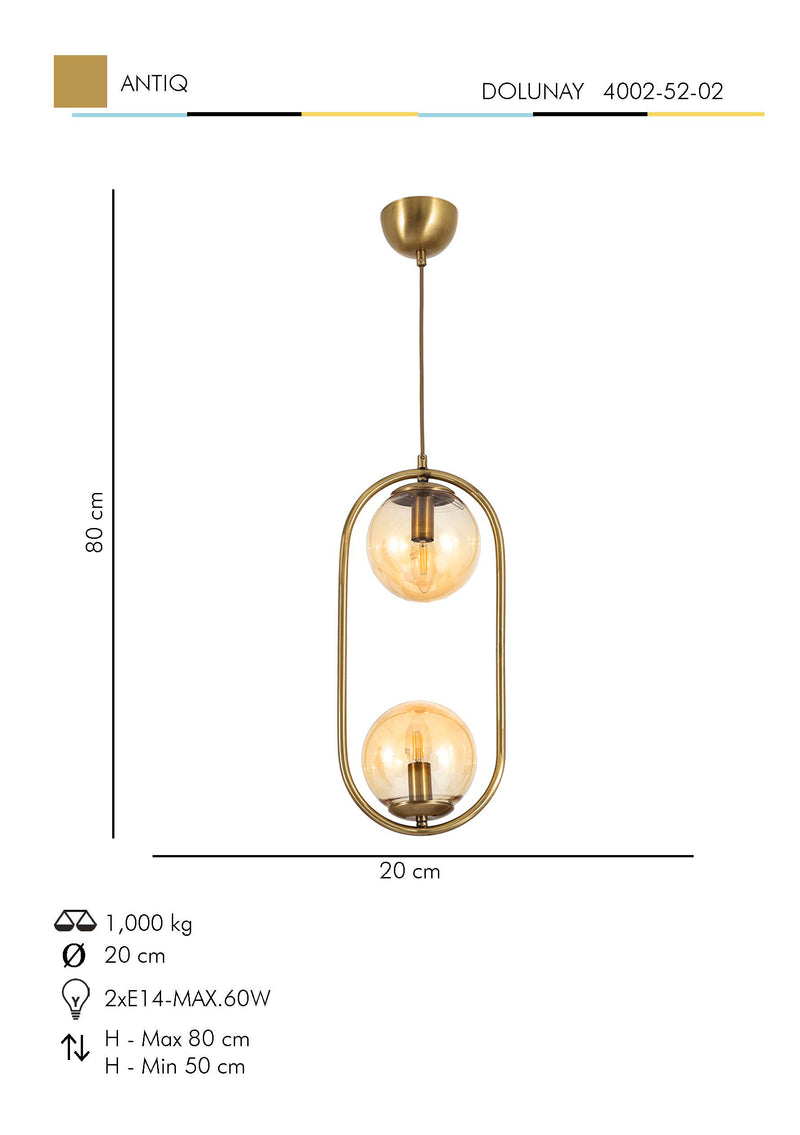 Lustra Moderna Dolunay Asi Home , 2xE14-60 W, Antiq
