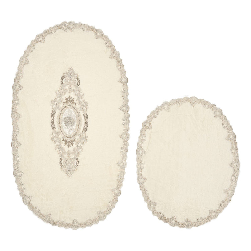 Set Covorase de baie (2 Bucati) Asi Home Selonya oval - Crem