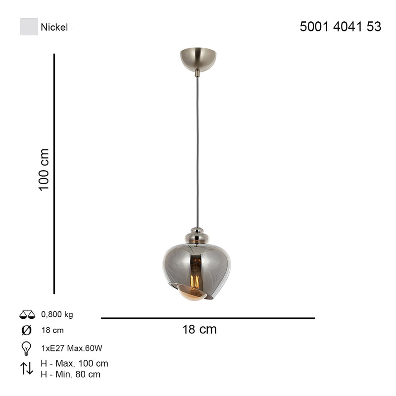Lustra Moderna Lotus Kucuk Asi Home , 1xE27-60W, crom satınat 4041-53-01K