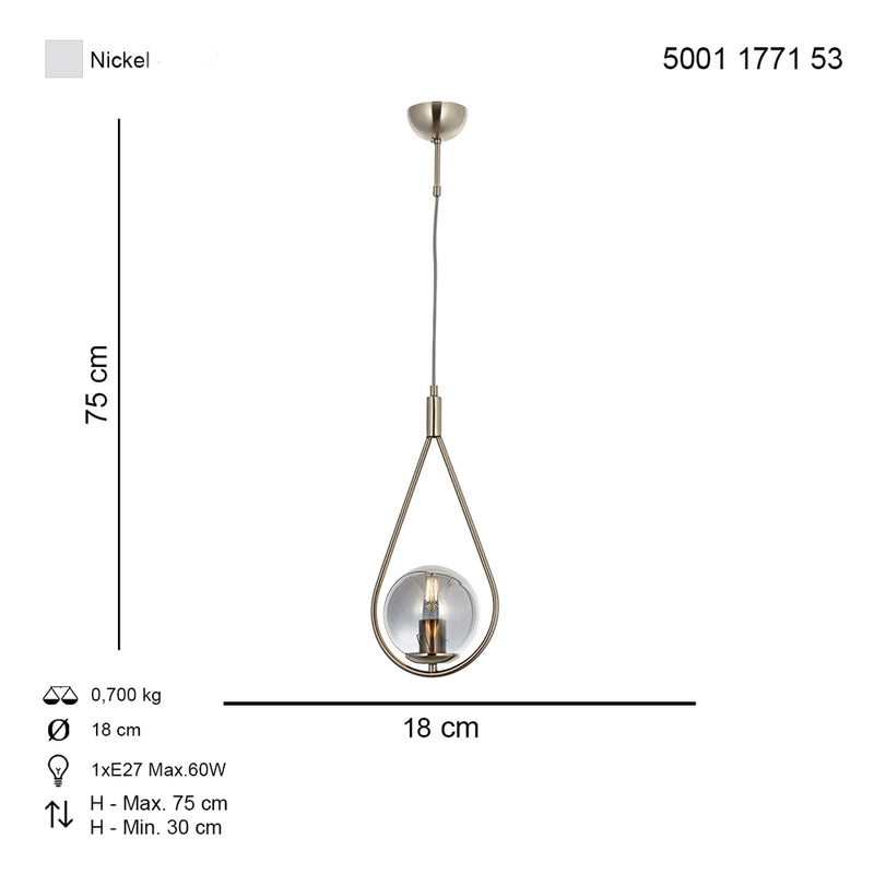 Lustra Moderna Arman Asi Home , 1xE27-60W, crom satinat 1771-53-01