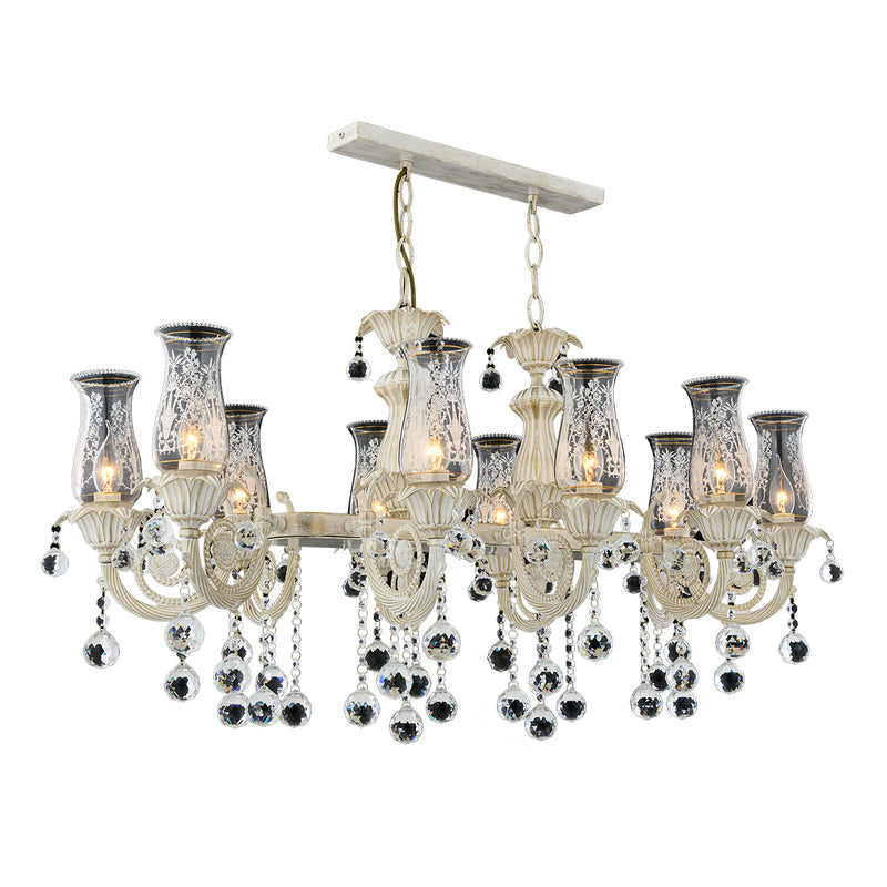 Lustra Cristal Yasmin Sirali Asi Home , 10xE14-40W, crem patina aurıe 4027-45-10S