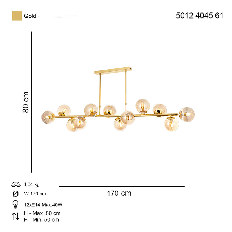 Lustra Moderna Z Sirali Asi Home , 12xE14-40W, aurıu 4045-61-12S