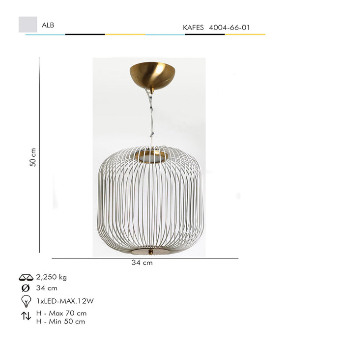 Lustra Moderna Kafes Asi Home , 1xLED-12 W, Alb
