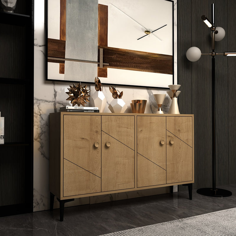 Comoda TV Asi Home Myria, 120 cm x 75 cm x 30 cm, Stejar