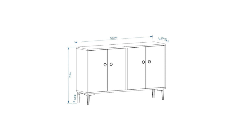 Comoda TV Asi Home Myria, 120 cm x 75 cm x 30 cm, Stejar