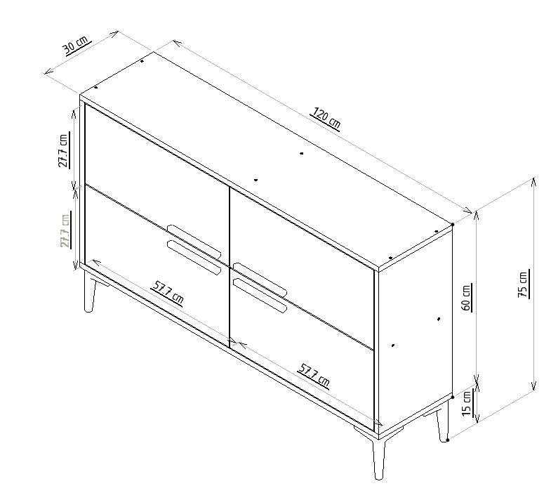 Comoda TV Asi Home Ctn, 120 cm x 75 cm x 30 cm, Nuc