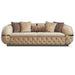 Canapea Lux Star Asi Home, catifea crem, detalii aurii,  lungime 236cm, latime 100cm, inaltime 67cm - AsiHome