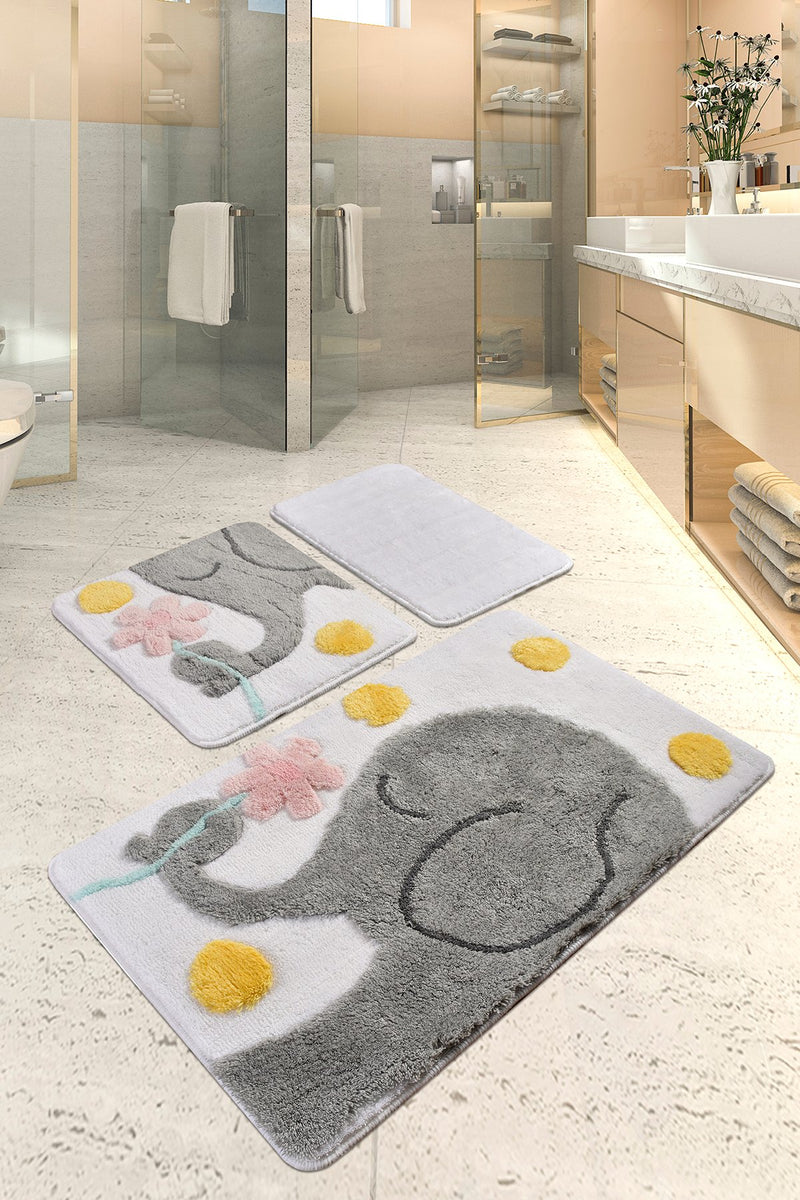 Set Covorase de baie (3 Bucati) Asi Home Elefant - Gri