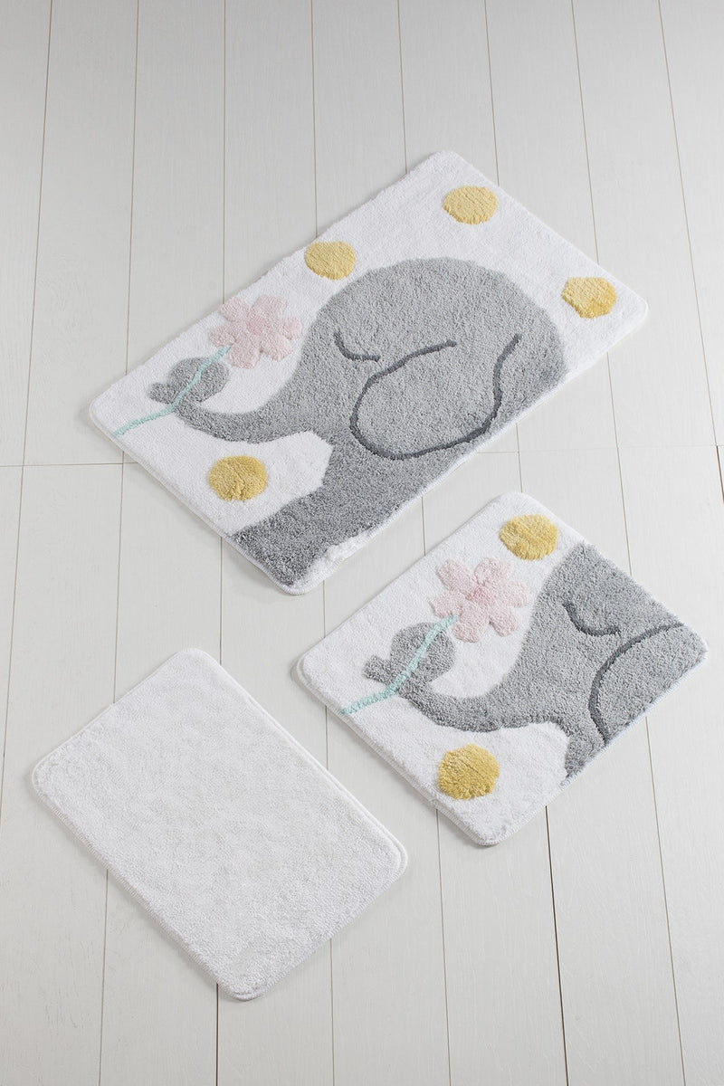 Set Covorase de baie (3 Bucati) Asi Home Elefant - Gri