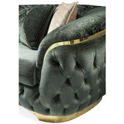 Canapea Lux Bold Asi Home, Catifea verde, detalii auri, lungime 250cm, latime 100cm, inaltime 80cm - AsiHome