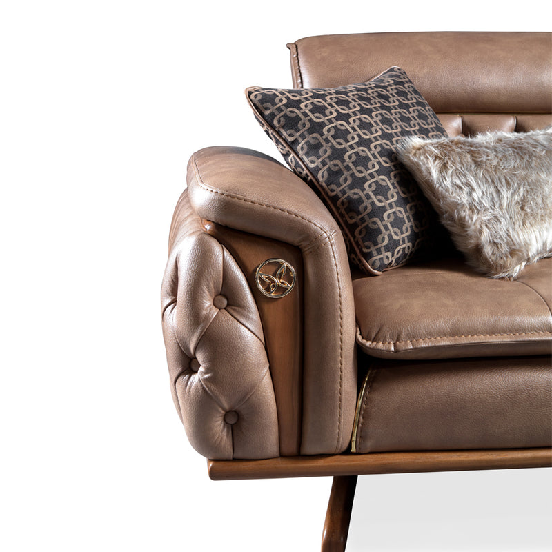Canapea Lux Flamingo, Nabuc crem, lungime 234cm, latime 96cm, inaltime 85cm - AsiHome
